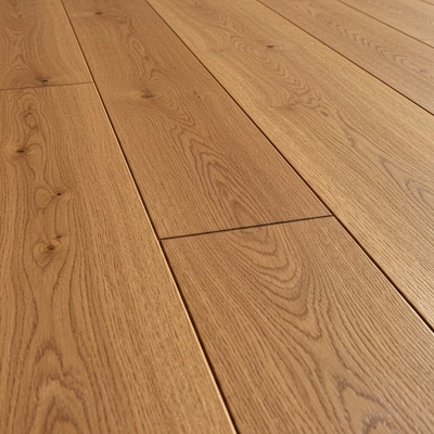 Close up of sustainable oak wood floor planks with natural grain