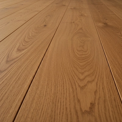 Close-up of high-quality oak hardwood floor planks showing natural grain